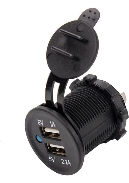 Motosiklet Araba Tekne Çift USB Şarj Soketi 5V1A 5V2.1A 2 USB Güç Çıkışı Su Geçirmez 12 V USB Priz