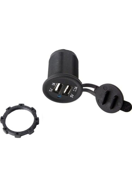 Motosiklet Araba Tekne Çift USB Şarj Soketi 5V1A 5V2.1A 2 USB Güç Çıkışı Su Geçirmez 12 V USB Priz