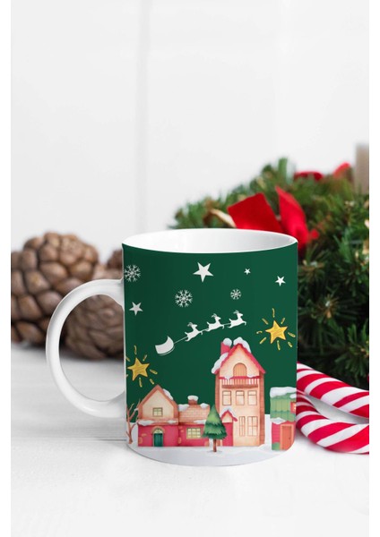 Yılbaşı Geyik Rudolf Bardak Altlıklı Kupa Bardak fiyatları