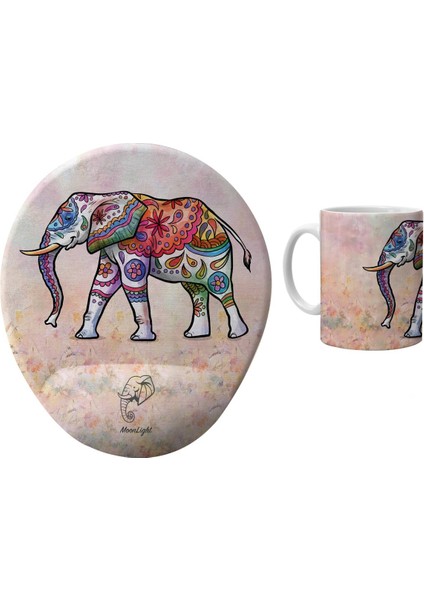 Egzotik Fil Kupa Bardak ve Mousepad Seti