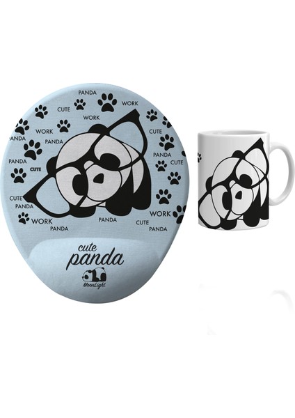 Glasses Panda Kupa Bardak ve Mousepad Seti