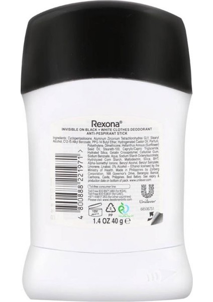 men stick invisible On Black + White Clothes Anti Perspirant 48H 41ML-(40GR)