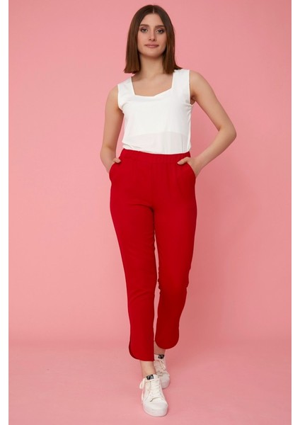 Paçası Dilimli Beli Lastikli Pantolon