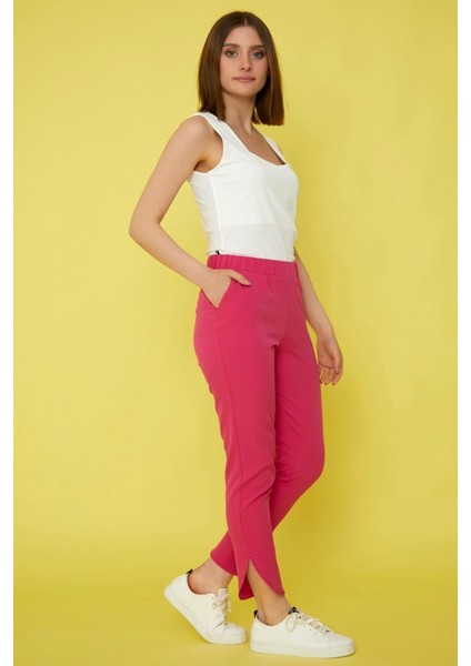 Paçası Dilimli Beli Lastikli Pantolon modelleri