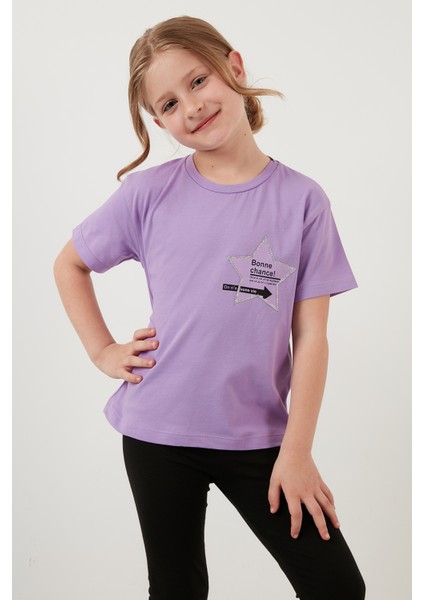 Baskılı Bisiklet Yaka Pamuklu T Shirt Kız Çocuk T Shirt 6211046 fiyatları