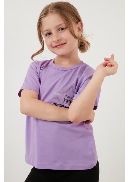 Baskılı Bisiklet Yaka Pamuklu T Shirt Kız Çocuk T Shirt 6211046 fırsatları