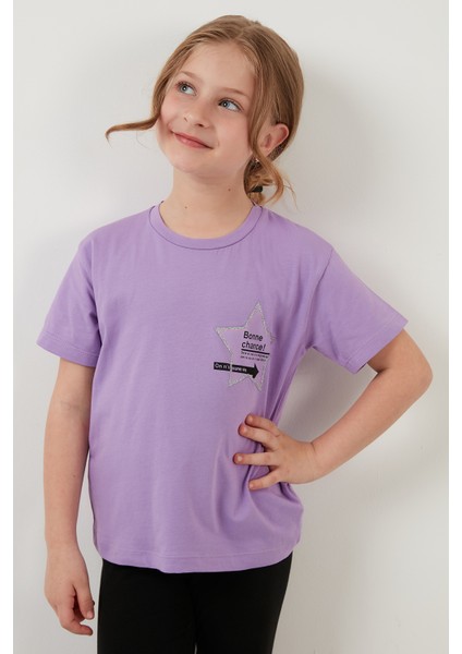 Baskılı Bisiklet Yaka Pamuklu T Shirt Kız Çocuk T Shirt 6211046 indirimleri