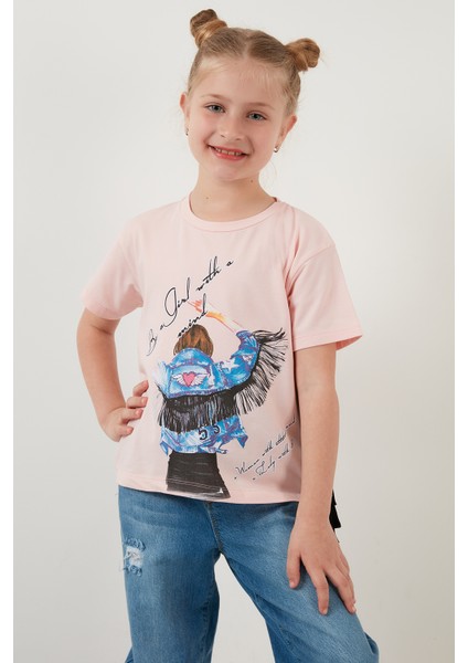 Pamuklu Baskılı Püskül Detaylı Bisiklet Yaka T Shirt Kız Çocuk T Shirt 6211020 fırsatları