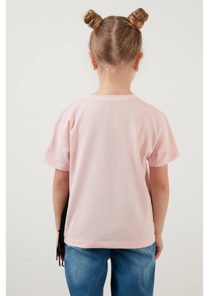 Pamuklu Baskılı Püskül Detaylı Bisiklet Yaka T Shirt Kız Çocuk T Shirt 6211020 indirimleri