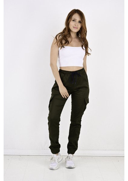 Bel ve Paça Lastikli Yanları Kargo Cep Bayan PANTOLON-19000