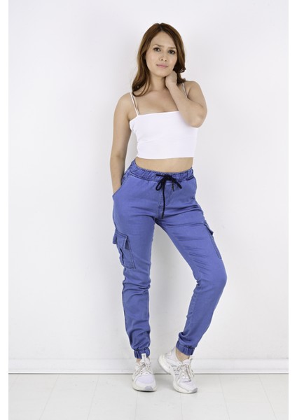 Bel ve Paça Lastikli Yanları Kargo Cep Bayan PANTOLON-19000