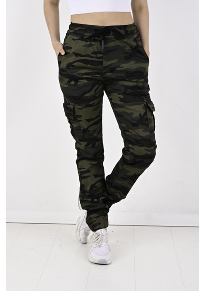 Bel ve Paça Lastikli,kargo Cepli Kamuflaj Desen Bayan PANTOLON-91000 modelleri