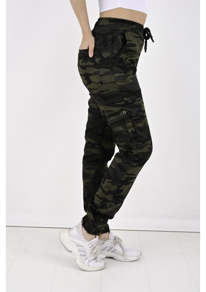 Bel ve Paça Lastikli,kargo Cepli Kamuflaj Desen Bayan PANTOLON-91000 indirimleri