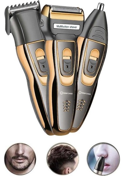 Dp-03 3 Başlıklı Tıraş Makinesi Gold-Siyah Detaylı