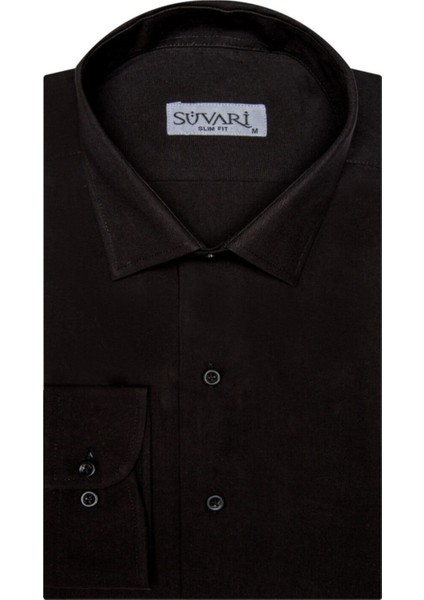 Slim Fit Siyah Erkek Gömlek
