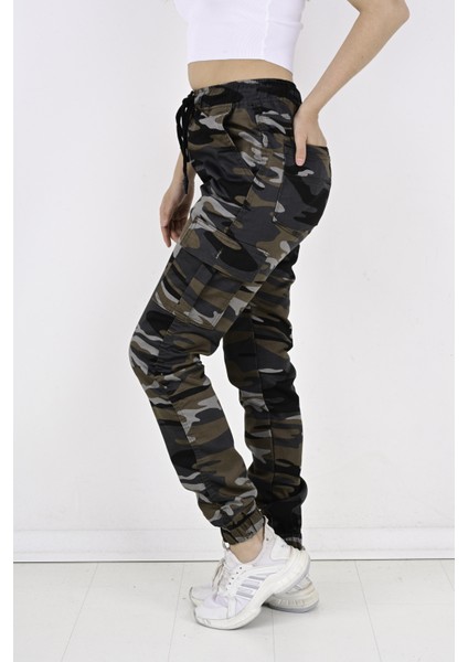 Bel ve Paça Lastikli,kargo Cepli Kamuflaj Desen Bayan PANTOLON-91000 fırsatları