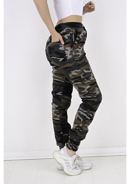 Bel ve Paça Lastikli,kargo Cepli Kamuflaj Desen Bayan PANTOLON-91000 indirimleri