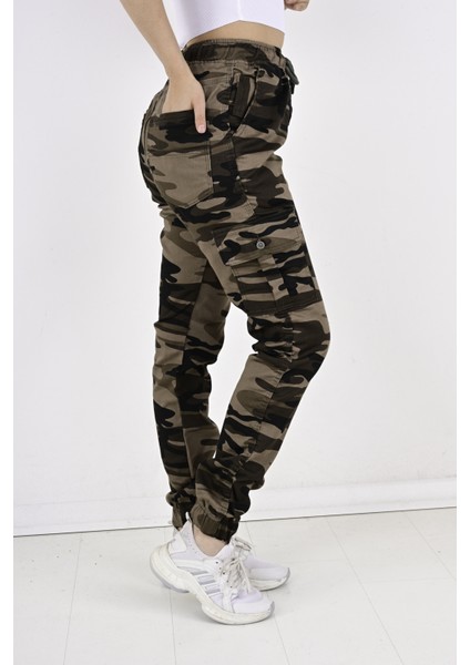 Bel ve Paça Lastikli,kargo Cepli Kamuflaj Desen Bayan PANTOLON-91000 indirimleri