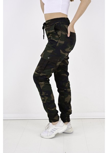 Bel ve Paça Lastikli,kargo Cepli Kamuflaj Desen Bayan PANTOLON-91000 fırsatları