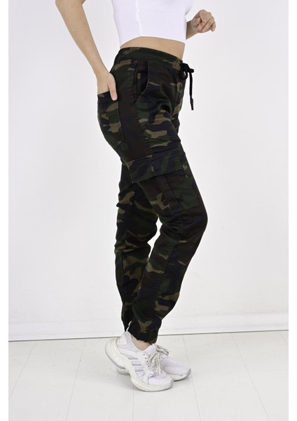 Bel ve Paça Lastikli,kargo Cepli Kamuflaj Desen Bayan PANTOLON-91000 indirimleri