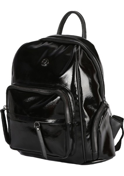 Siyah Rugan Kadın Suni Deri Çanta