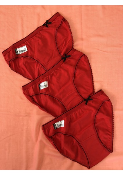 3'lü Hazal Bikini Kırmızı Külot Likralı