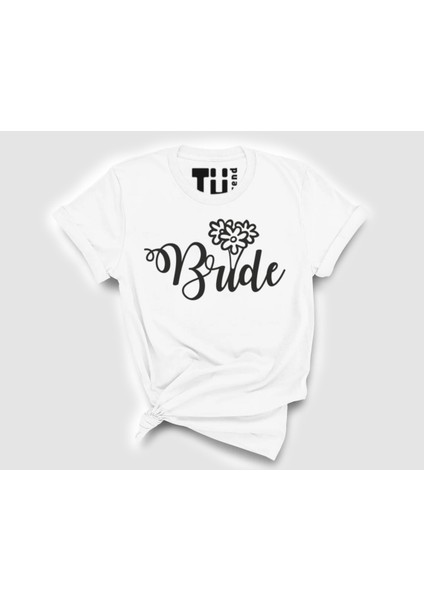 Bride Yazılı Baskılı Bisiklet Yaka Tshirt