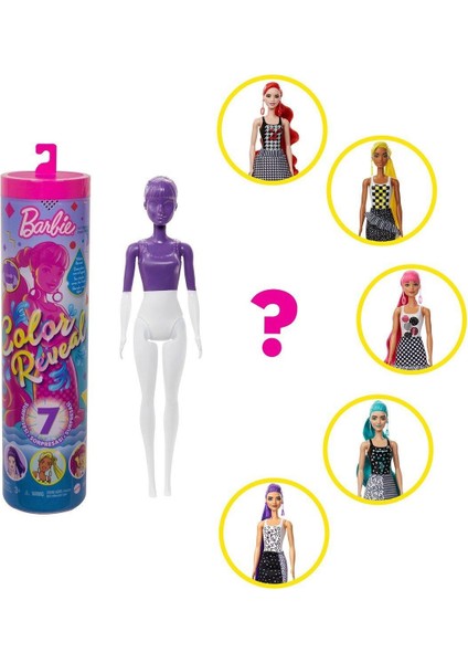 GWC56 Barbie® Color Reveal™, Renk Değiştiren Renk Bloklu Bebekler Serisi - Seri 2 /+3 Yaş