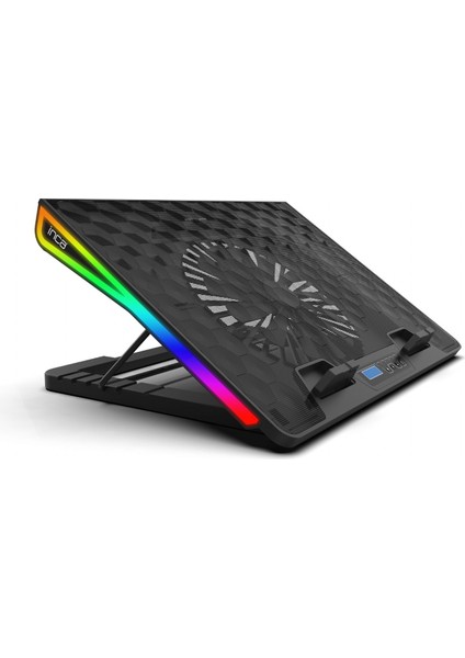 INC-608GMS Arrax Serıes Bıg Fan, Rgb Frame, LCD Panel, 7 Rgb Mode, 5 Steps 13 ”-18” Gaming Notebook Soğutucu