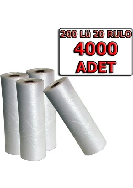 Rulo Market Manav Poşeti 200 Adet x 20 Rulo Toplam 4000 Adet ( Meyve Sebze Manav Poşeti) Hışır Poşet