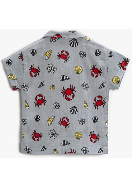 Kısa Kollu Gömlek Yengeç Desenli Pamuklu Cepli fiyatları