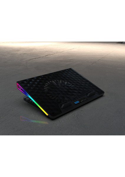 INC-608GMS Arrax Serıes Bıg Fan, Rgb Frame, LCD Panel, 7 Rgb Mode, 5 Steps 13 ”-18” Gaming Notebook Soğutucu