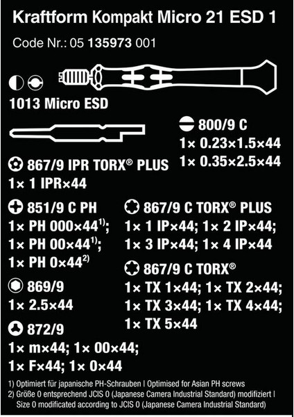 Kf Kompakt Mikro 21 Esd Yarımay Hios Tornavida Bits Seti (05135973001) fiyatları