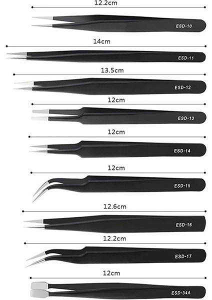 9 Parça Esd Anti Statik Elektronik Tamir Hassas Cımbız Seti Paslanmaz Çelik