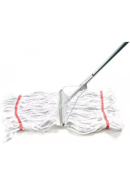 Geniş Yedek Islak Mop Paspas Ucu Başlığı Püskül - Pamuklu - 320 Gram. - 25 Cm. - Beyaz