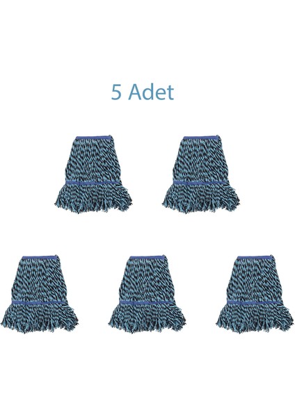 Geniş Islak Mop Püskül Paspas Başlığı - 25 Cm. - 500 Gr. - Pamuklu - 5 Adet