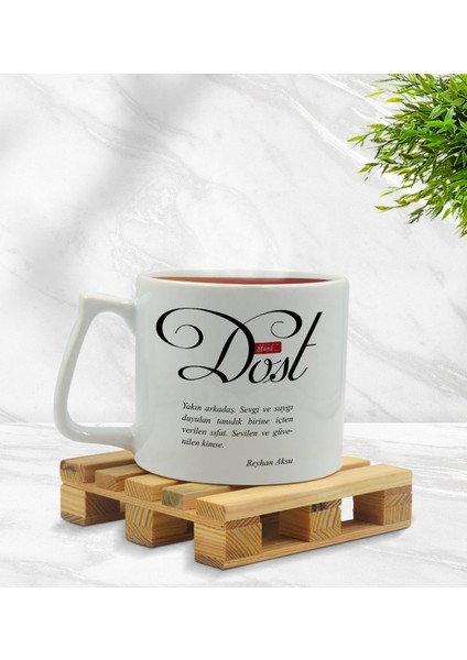 Kişiye Özel Mânâ Dost Tasarımlı Middle Beyaz Kupa Bardak Model 1