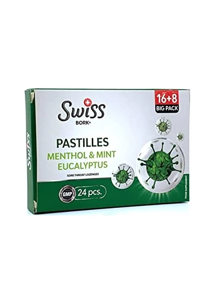 Swiss Bork Mentol & Nane & Okaliptus Pastil 16 Adet Pastil