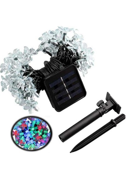 Çicek Desenli 20Watt 20 Led Güneş Panelli Solar 5 Metre Işık Zinciri