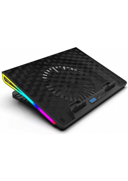 INC-608GMS Arrax Serıes Bıg Fan, Rgb Frame, LCD Panel, 7 Rgb Mode, 5 Steps 13 ”-18” Gaming Notebook Soğutucu