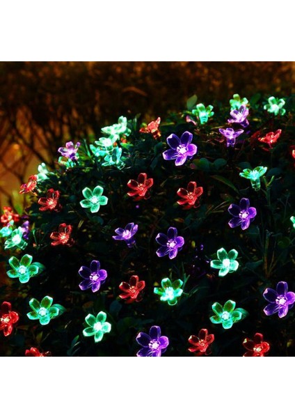 Çicek Desenli 20Watt 20 Led Güneş Panelli Solar 5 Metre Işık Zinciri