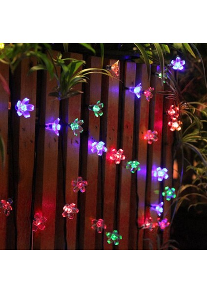 Çicek Desenli 20Watt 20 Led Güneş Panelli Solar 5 Metre Işık Zinciri