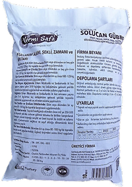 %100 Organik Vermisafa Katı Solucan Gübresi 10 kg Lamine Çuvallı