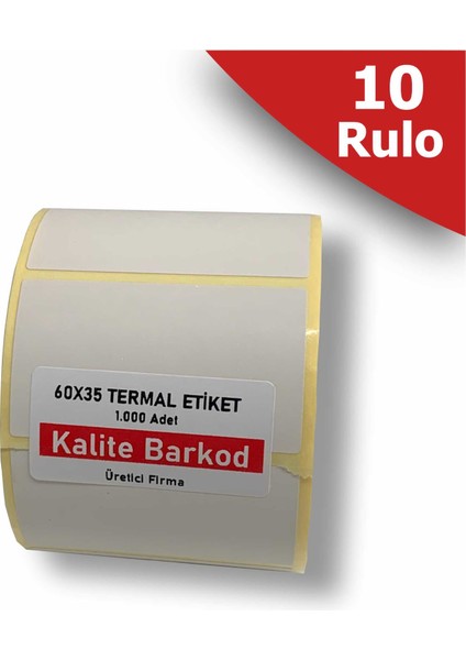60X35 Termal Etiket | 10 Rulo Barkod Etiketi