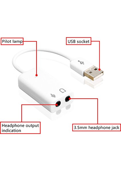 Kablolu USB Ses Kartı Virtual Sound Tak Kullan Kulaklık Mikrofon Çıkışı 7.1 Channel Harici Ses Kartı