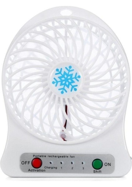 Anycast Masa Üstü Şarjlı Mini Vantilatör 3 Kademeli USB Mini Fan Beyaz