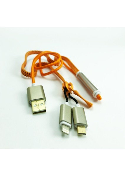 Iphone Samsung Zipper Kablo 2 Uçlu