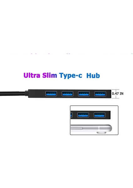 USB Type C Hub 4 Port 3.0 USB Çoklayıcı Type-C USB 3.0 Çoklayıcı Şarj Bağlantı Noktalı