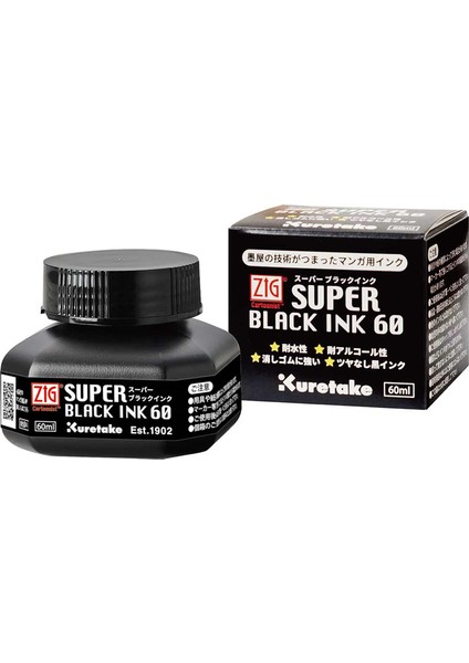 Super Black Ink Süper Siyah Yazı ve Çizim Mürekkebi 60 Ml.