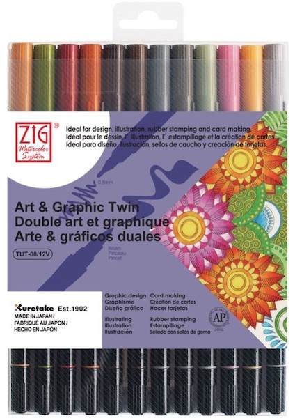 Art & Graphic Twin Brush Pen Çift Uçlu Fırça Uçlu Çizim Kalemi Seti 12 Renk Muted Colors